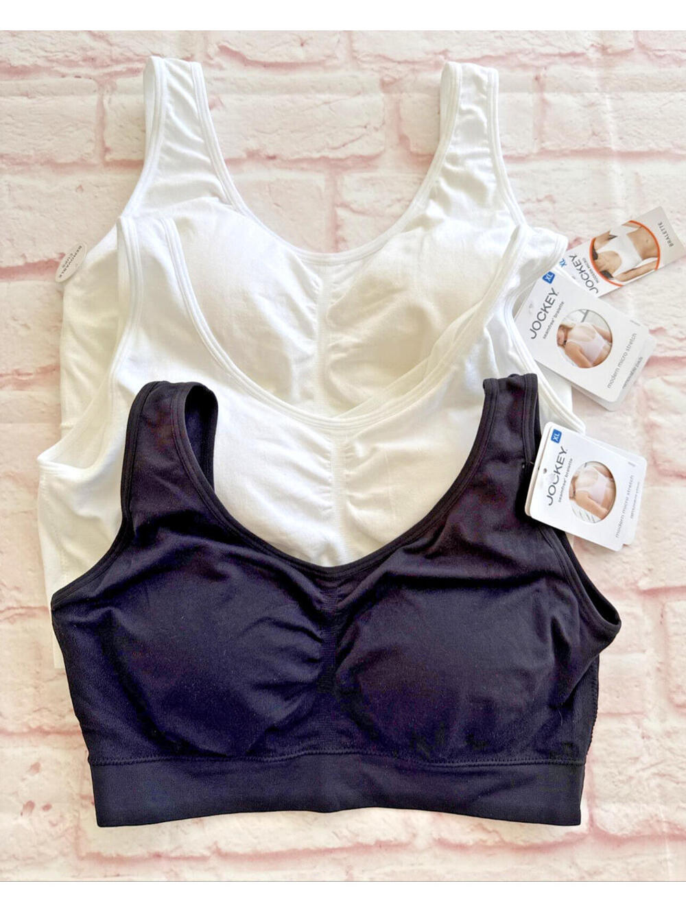 NWT White Black Jockey Microfiber Stretch Bra Bralette Bundle of 3  XL *READ me*